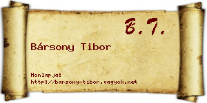 Bársony Tibor névjegykártya
