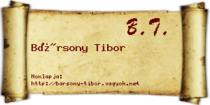 Bársony Tibor névjegykártya